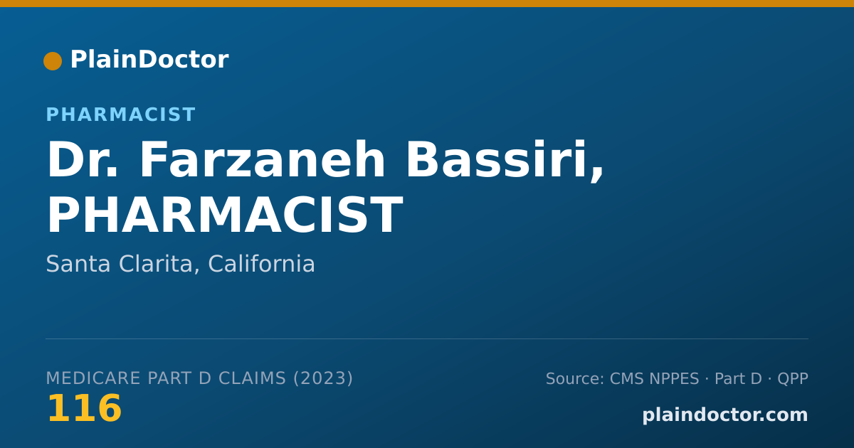 Shareable card for Farzaneh Bassiri, PHARMACIST - Pharmacist, Santa Clarita, CA