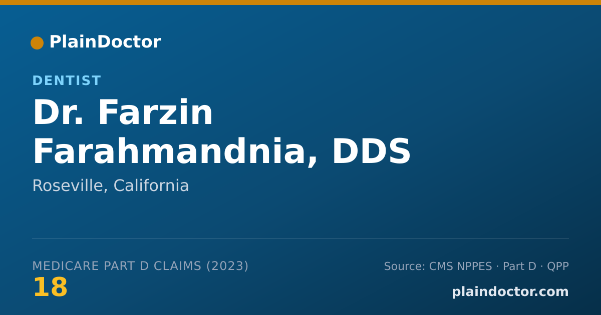 Shareable card for Farzin Farahmandnia, DDS - Dentist, Roseville, CA