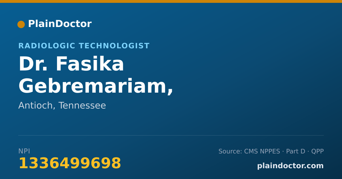 Shareable card for Fasika Gebremariam, CERTIFICATE - Radiologic Technologist, Antioch, TN