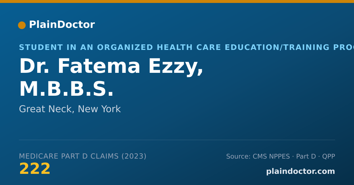 Shareable card for Fatema Ezzy, M.B.B.S. - Student in an Organized Health Care Education/Training Program, Great Neck, NY