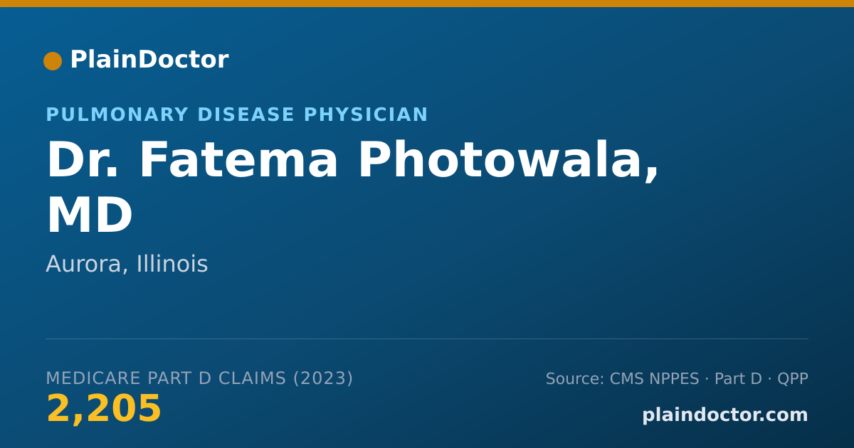 Shareable card for Fatema Photowala, MD - Pulmonary Disease Physician, Aurora, IL