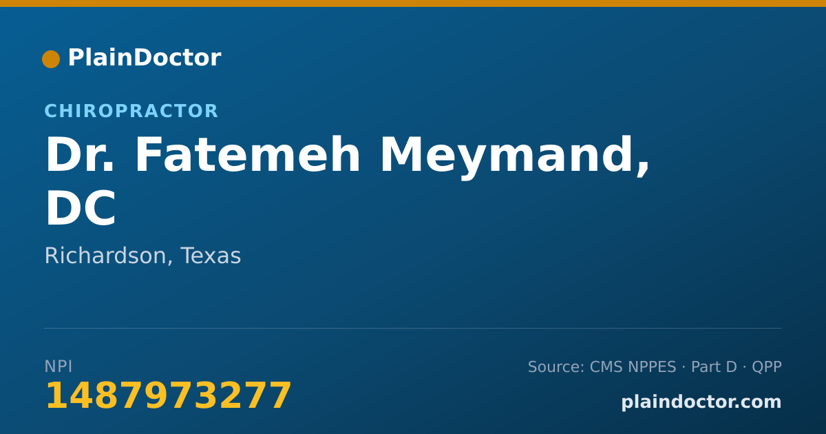 Shareable card for Fatemeh Meymand, DC - Chiropractor, Richardson, TX