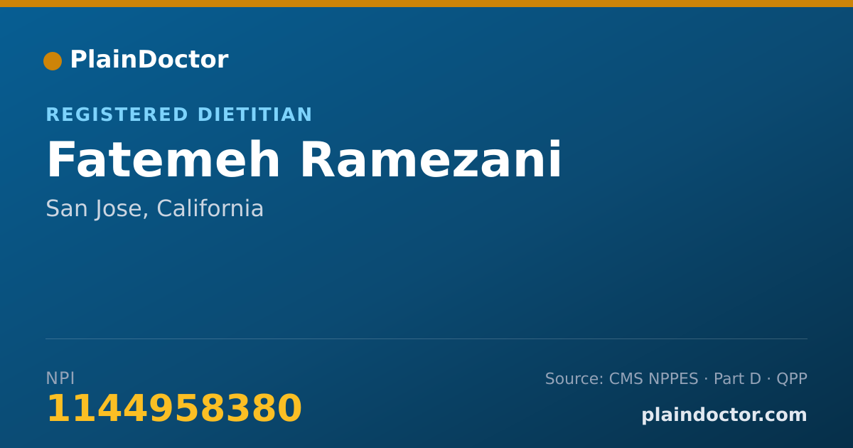Shareable card for Fatemeh Ramezani - Registered Dietitian, San Jose, CA