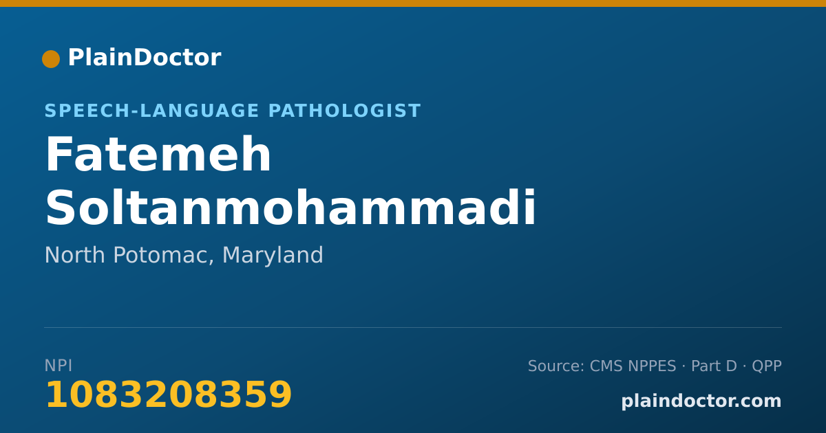 Shareable card for Fatemeh Soltanmohammadi - Speech-Language Pathologist, North Potomac, MD