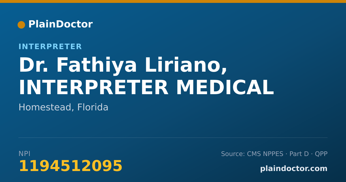 Shareable card for Fathiya Liriano, INTERPRETER MEDICAL - Interpreter, Homestead, FL