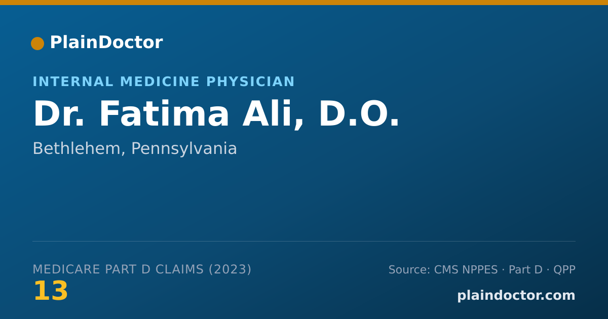 Shareable card for Fatima Ali, D.O. - Internal Medicine Physician, Bethlehem, PA