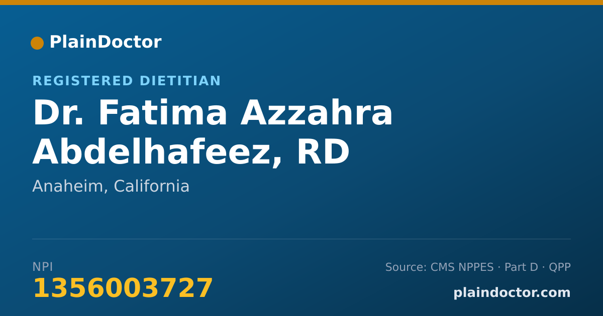 Shareable card for Fatima Azzahra Abdelhafeez, RD - Registered Dietitian, Anaheim, CA