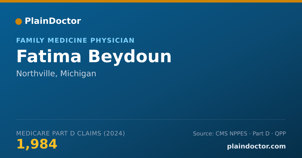 Shareable card for Fatima Beydoun - Family Medicine Physician, Northville, MI