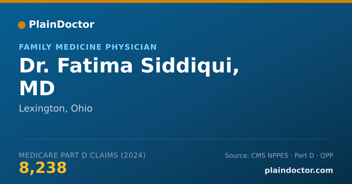 Shareable card for Fatima Siddiqui, MD - Family Medicine Physician, Lexington, OH