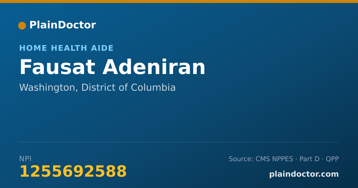 Shareable card for Fausat Adeniran - Home Health Aide, Washington, DC