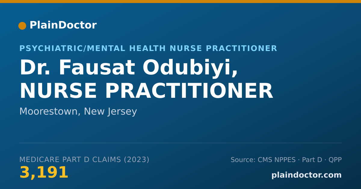 Shareable card for Fausat Odubiyi, NURSE PRACTITIONER - Psychiatric/Mental Health Nurse Practitioner, Moorestown, NJ