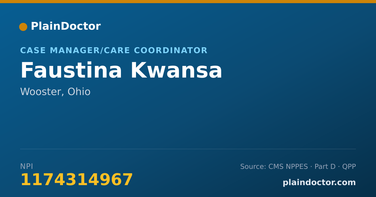 Shareable card for Faustina Kwansa - Case Manager/Care Coordinator, Wooster, OH