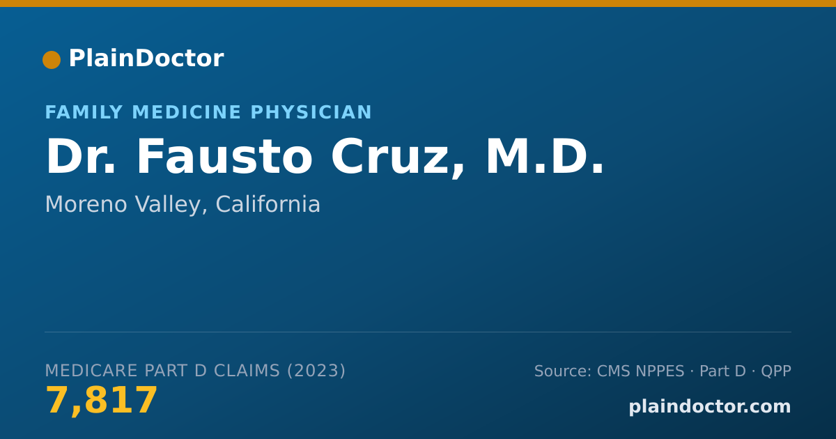 Shareable card for Fausto Cruz, M.D. - Family Medicine Physician, Moreno Valley, CA