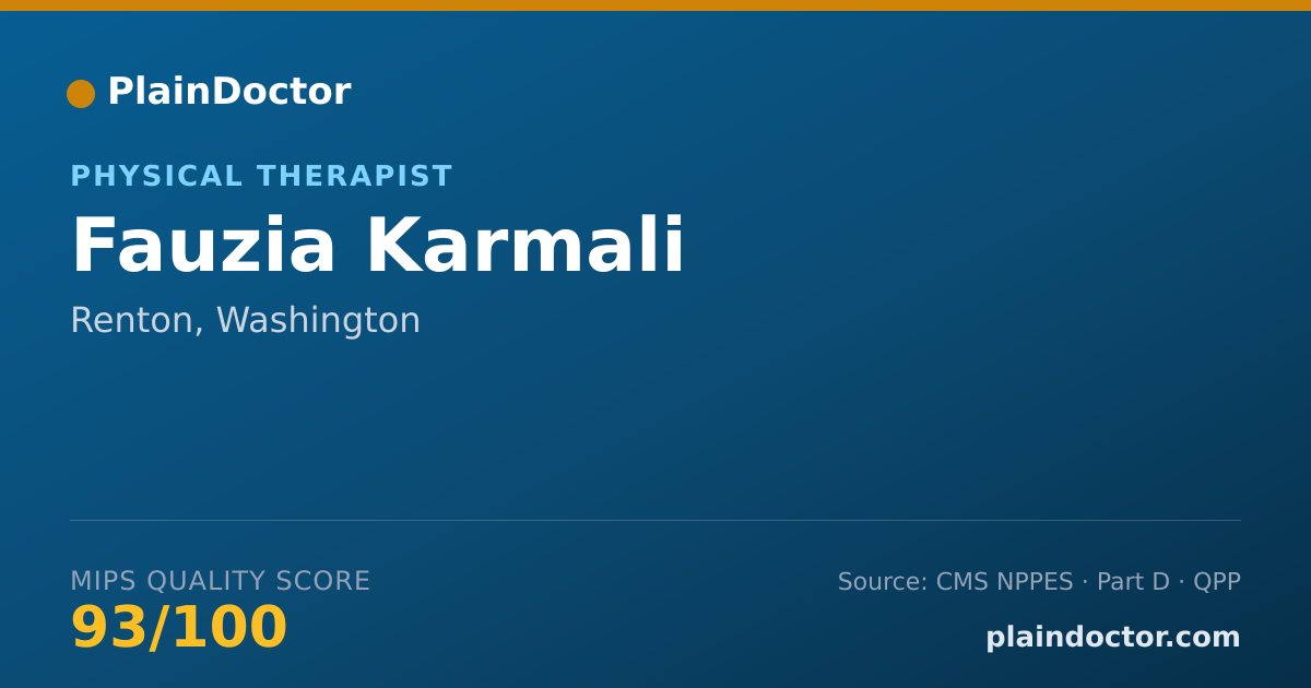 Shareable card for Fauzia Karmali - Physical Therapist, Renton, WA