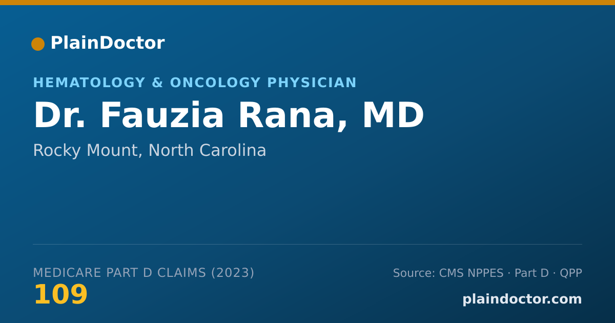 Shareable card for Fauzia Rana, MD - Hematology & Oncology Physician, Rocky Mount, NC