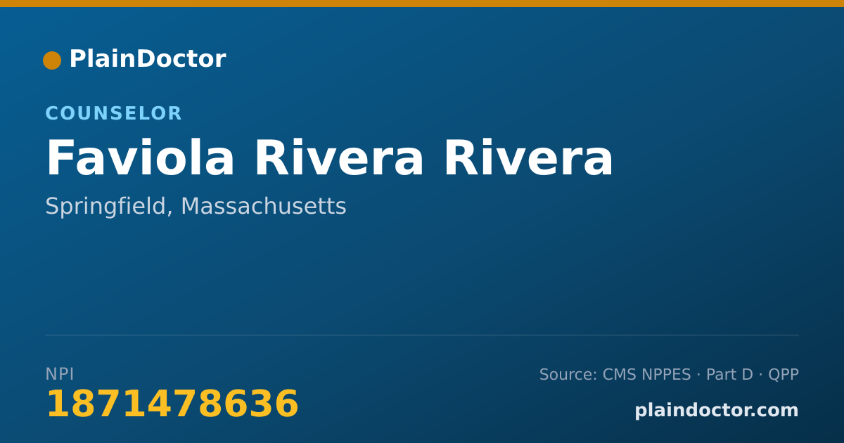 Shareable card for Faviola Rivera Rivera - Counselor, Springfield, MA
