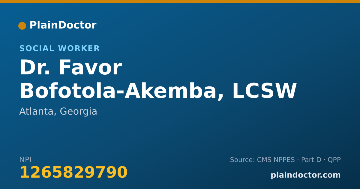 Shareable card for Favor Bofotola-Akemba, LCSW - Social Worker, Atlanta, GA