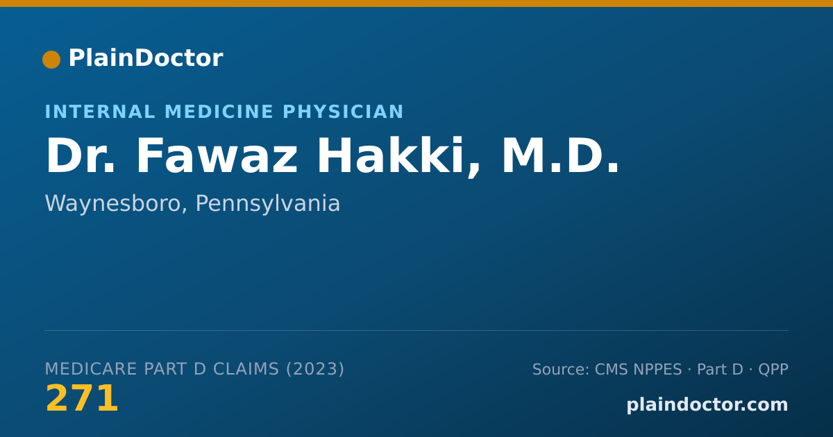 Shareable card for Fawaz Hakki, M.D. - Internal Medicine Physician, Waynesboro, PA