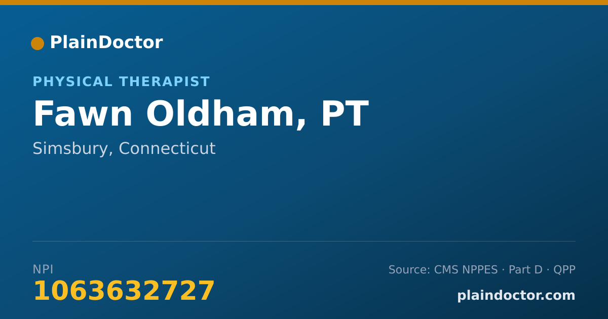 Shareable card for Fawn Oldham, PT - Physical Therapist, Simsbury, CT