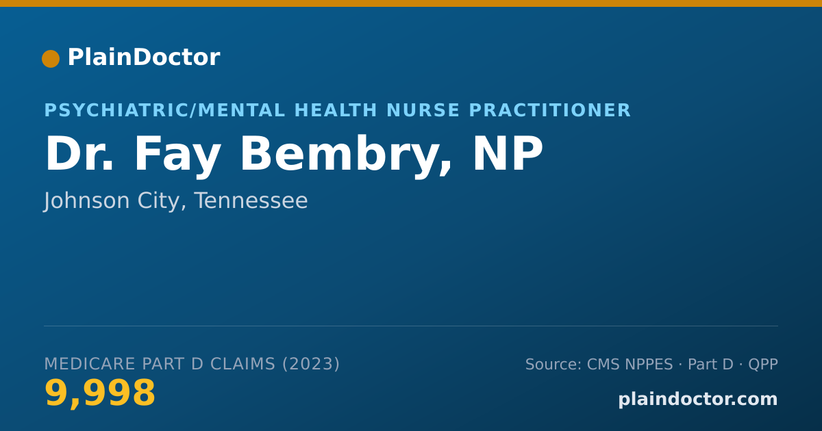 Shareable card for Fay Bembry, NP - Psychiatric/Mental Health Nurse Practitioner, Johnson City, TN