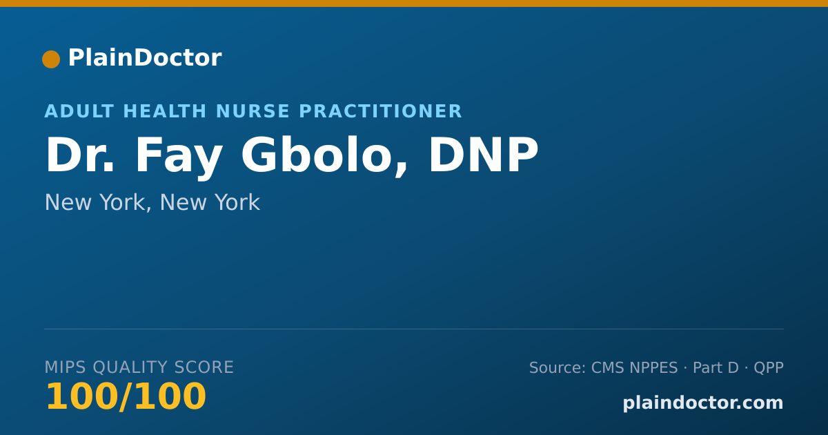 Shareable card for Fay Gbolo, DNP - Adult Health Nurse Practitioner, New York, NY