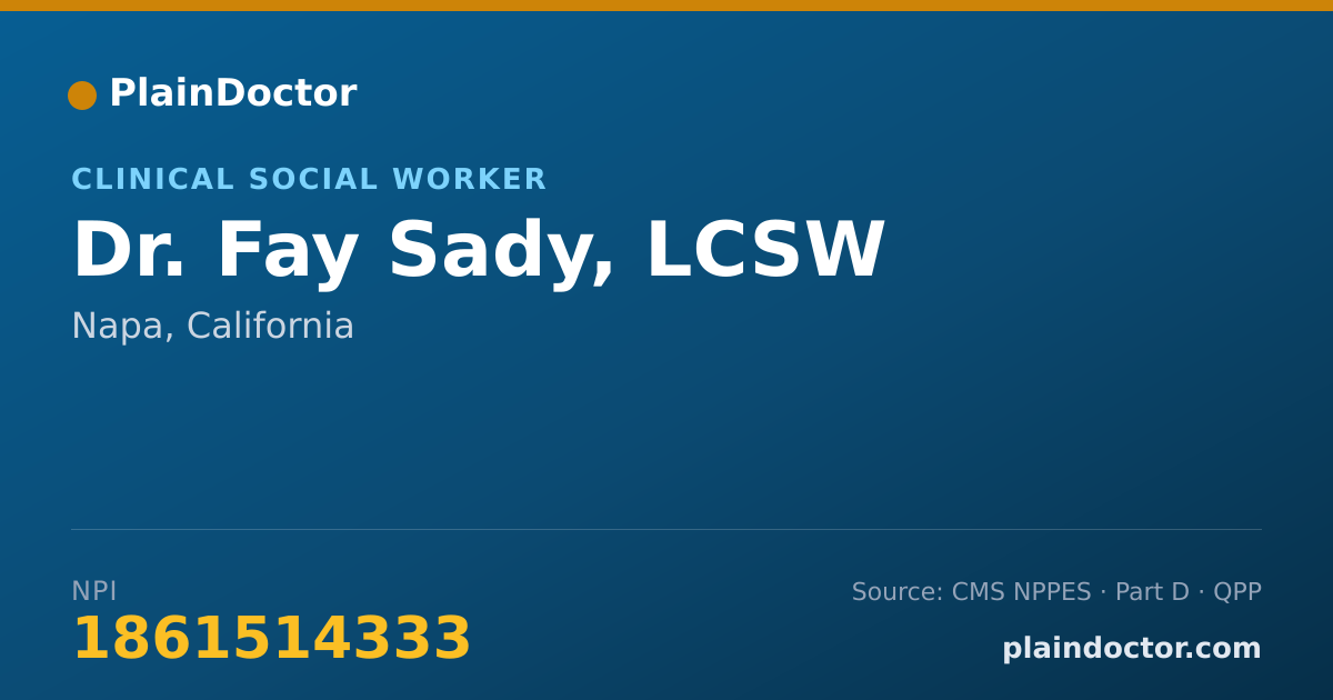 Shareable card for Fay Sady, LCSW - Clinical Social Worker, Napa, CA