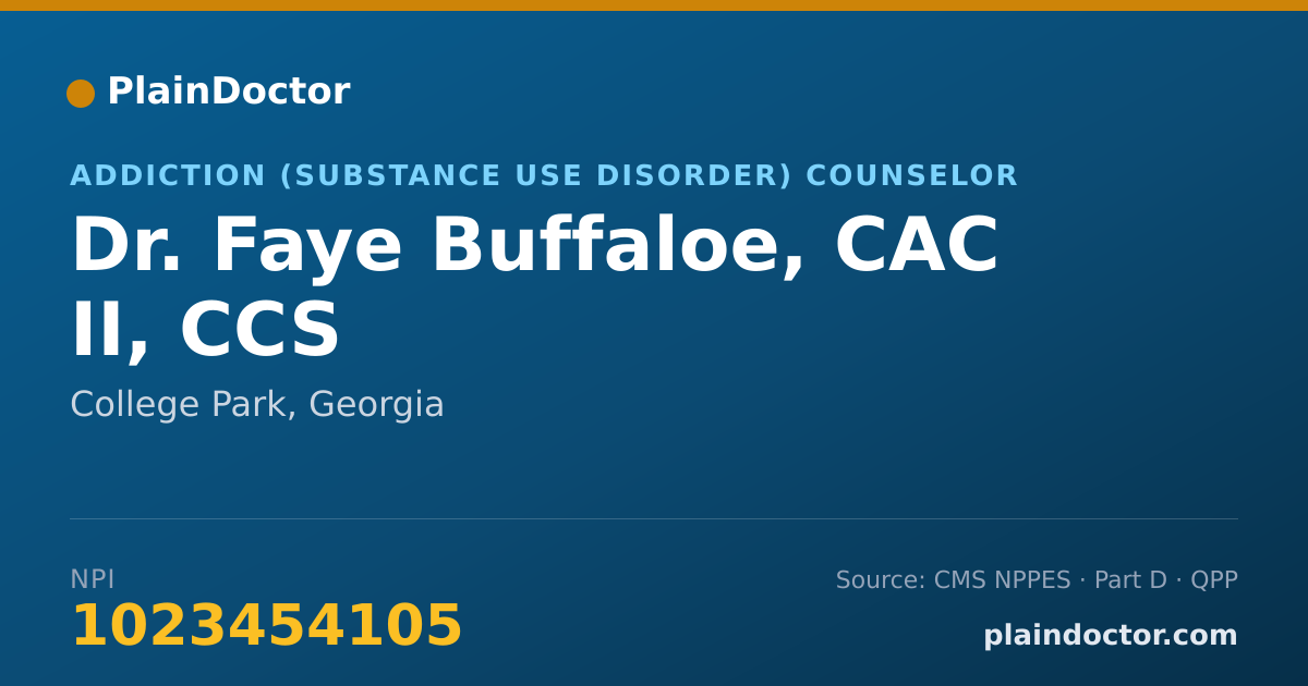 Shareable card for Faye Buffaloe, CAC II, CCS - Addiction (Substance Use Disorder) Counselor, College Park, GA