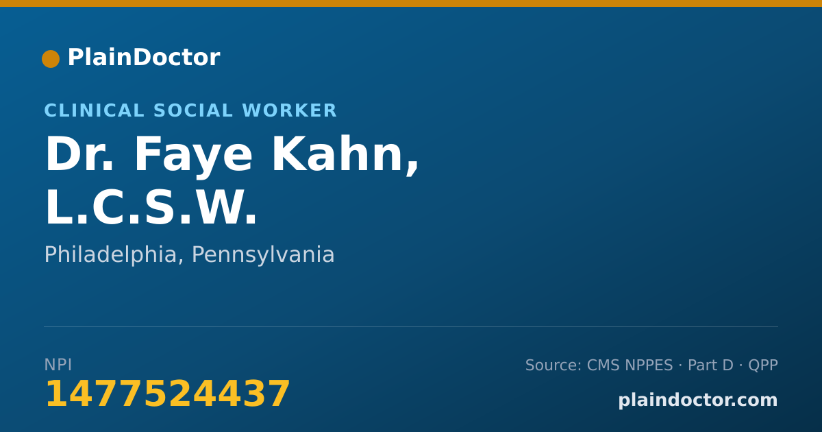 Shareable card for Faye Kahn, L.C.S.W. - Clinical Social Worker, Philadelphia, PA