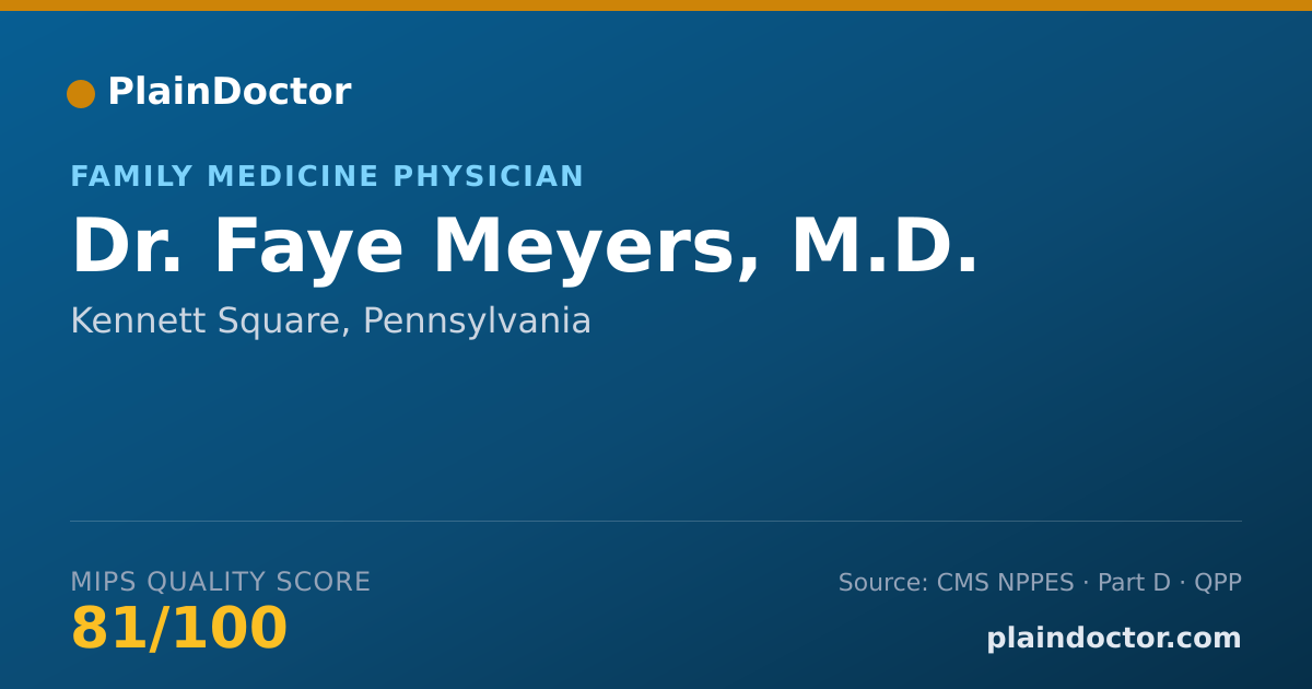 Shareable card for Faye Meyers, M.D. - Family Medicine Physician, Kennett Square, PA