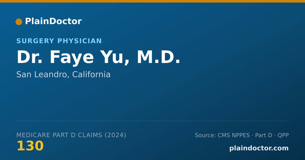 Shareable card for Faye Yu, M.D. - Surgery Physician, San Leandro, CA
