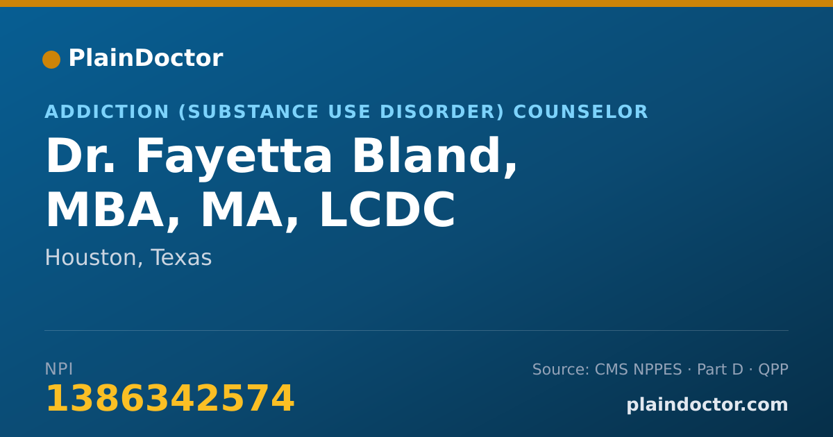 Shareable card for Fayetta Bland, MBA, MA, LCDC - Addiction (Substance Use Disorder) Counselor, Houston, TX