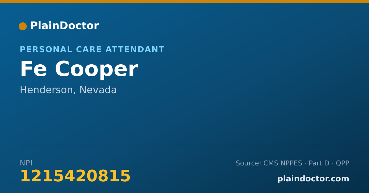 Shareable card for Fe Cooper - Personal Care Attendant, Henderson, NV