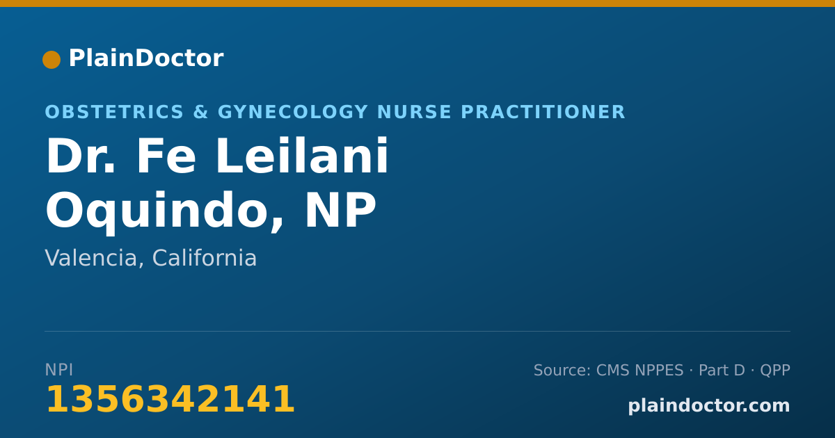 Shareable card for Fe Leilani Oquindo, NP - Obstetrics & Gynecology Nurse Practitioner, Valencia, CA