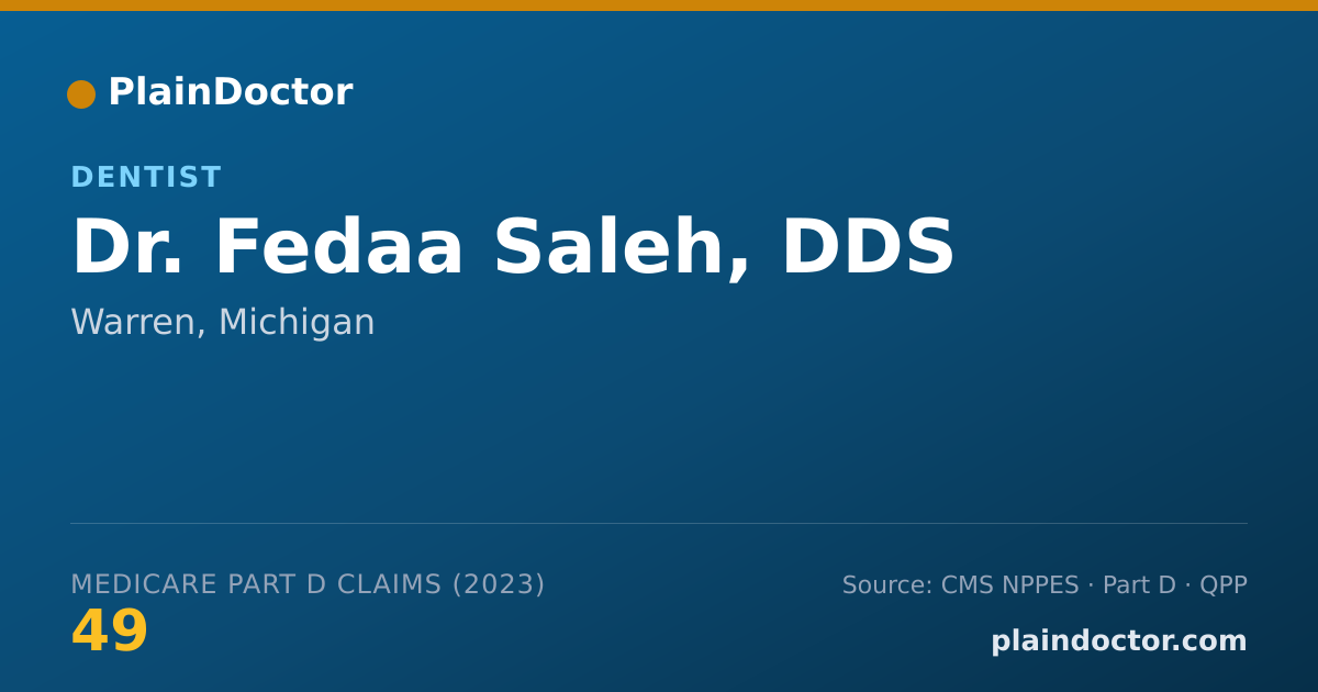 Shareable card for Fedaa Saleh, DDS - Dentist, Warren, MI