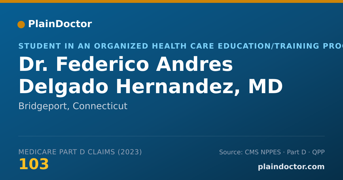 Shareable card for Federico Andres Delgado Hernandez, MD - Student in an Organized Health Care Education/Training Program, Bridgeport, CT