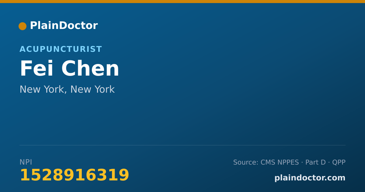 Shareable card for Fei Chen - Acupuncturist, New York, NY