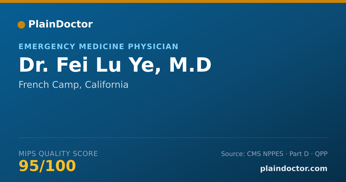Shareable card for Fei Lu Ye, M.D - Emergency Medicine Physician, French Camp, CA