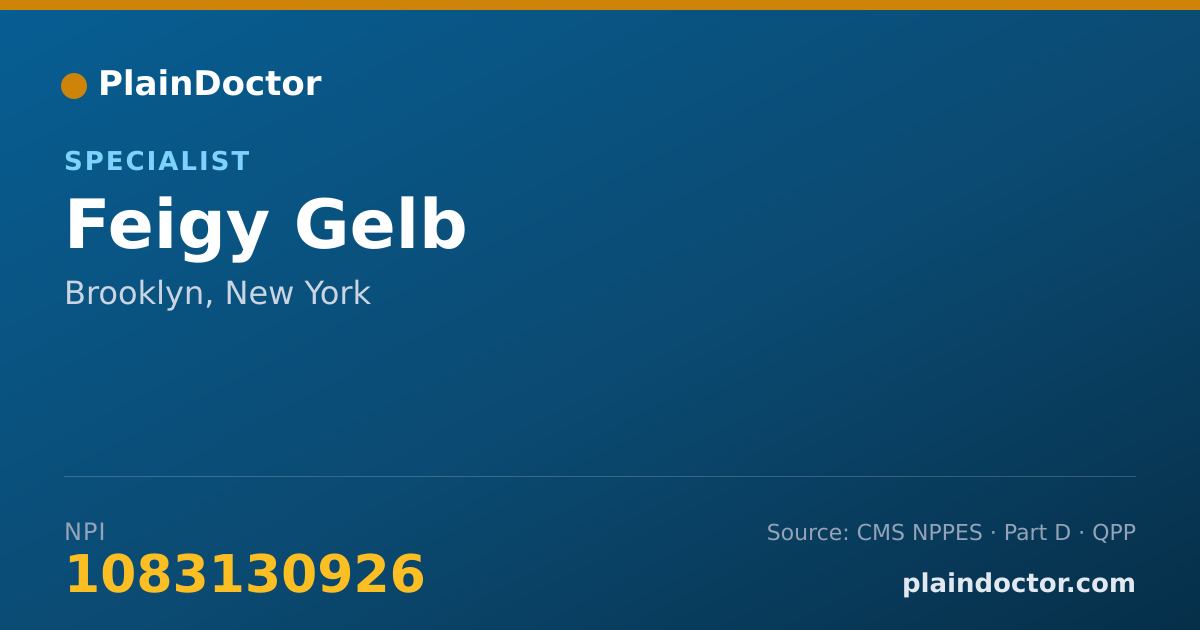Shareable card for Feigy Gelb - Specialist, Brooklyn, NY