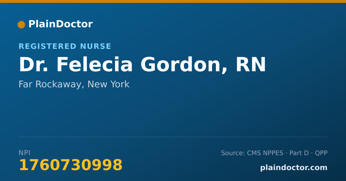 Shareable card for Felecia Gordon, RN - Registered Nurse, Far Rockaway, NY