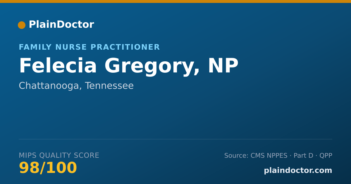 Shareable card for Felecia Gregory, NP - Wound Care Registered Nurse, Chattanooga, TN