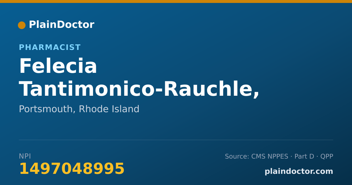 Shareable card for Felecia Tantimonico-Rauchle, RPH - Pharmacist, Portsmouth, RI