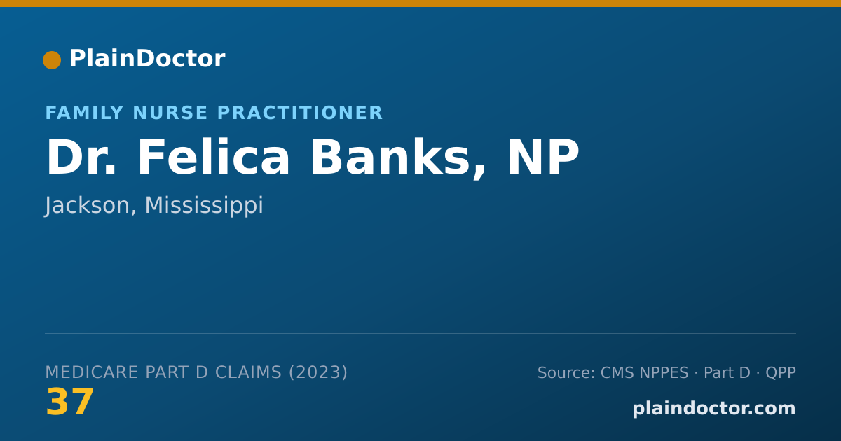 Shareable card for Felica Banks, NP - Family Nurse Practitioner, Jackson, MS