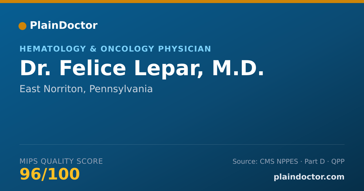 Shareable card for Felice Lepar, M.D. - Hematology & Oncology Physician, East Norriton, PA