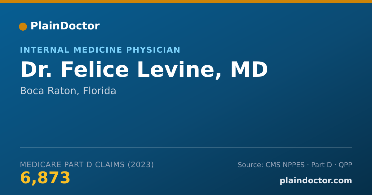 Shareable card for Felice Levine, MD - Internal Medicine Physician, Boca Raton, FL