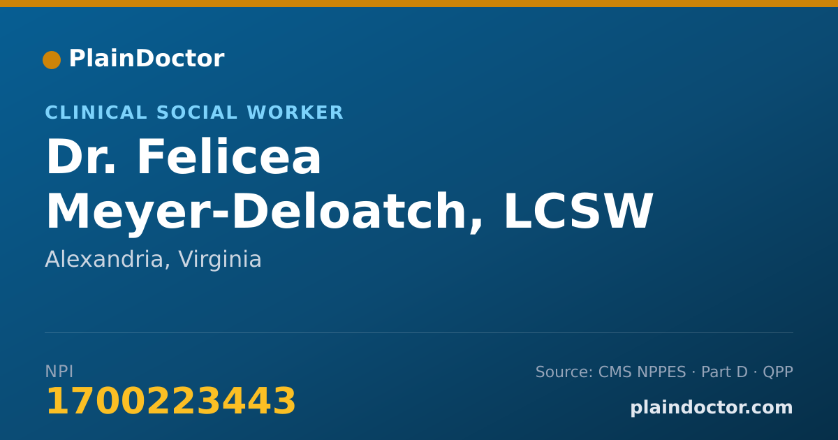 Shareable card for Felicea Meyer-Deloatch, LCSW - Clinical Social Worker, Alexandria, VA