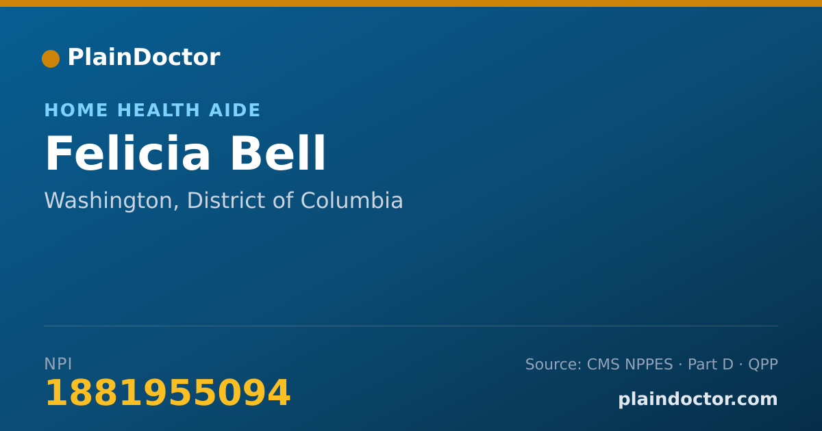 Shareable card for Felicia Bell - Home Health Aide, Washington, DC
