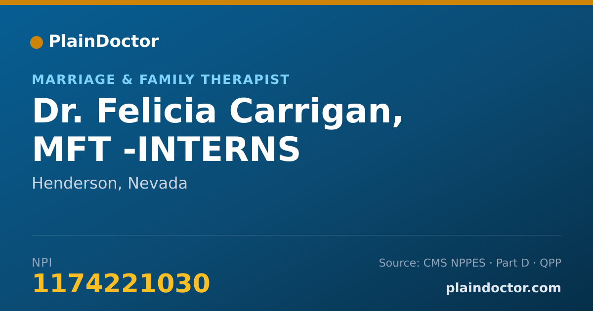 Shareable card for Felicia Carrigan, MFT -INTERNS - Marriage & Family Therapist, Henderson, NV