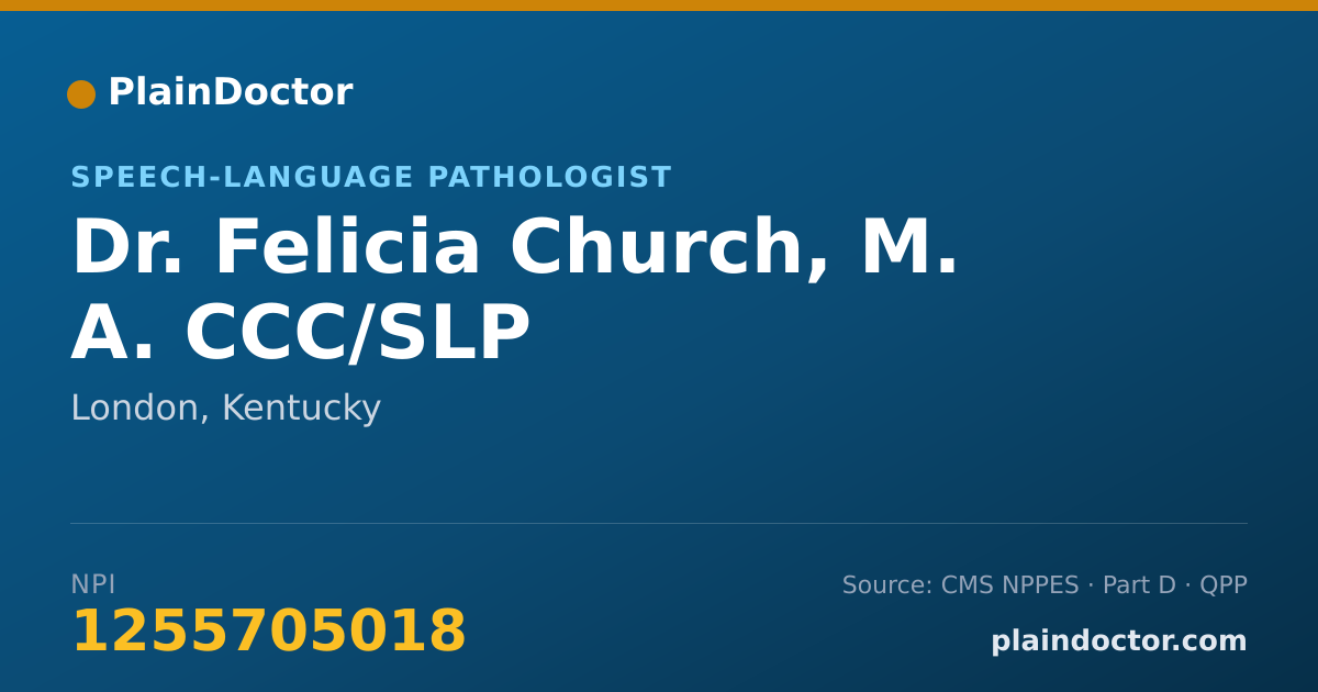 Shareable card for Felicia Church, M. A. CCC/SLP - Speech-Language Pathologist, London, KY