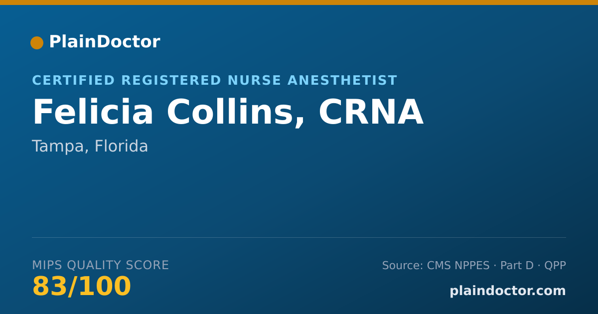 Shareable card for Felicia Collins, CRNA - Certified Registered Nurse Anesthetist, Tampa, FL