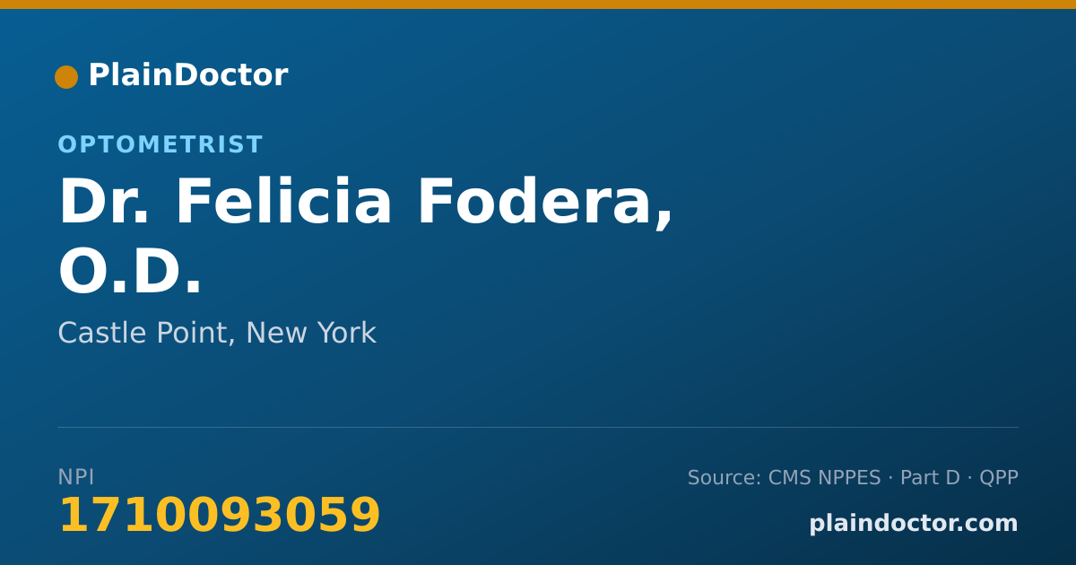 Shareable card for Felicia Fodera, O.D. - Optometrist, Castle Point, NY